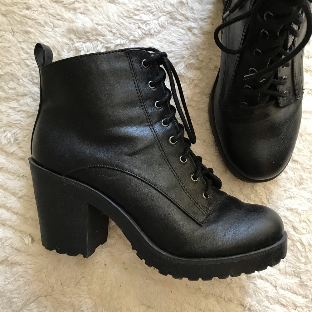 Faux leather chunky booties